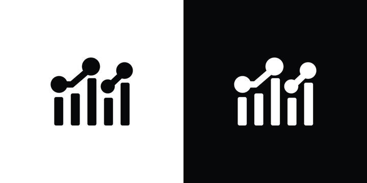 Abstract bar chart icon with connected dots