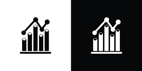 Bar chart and line graph icon for data analysis and trends