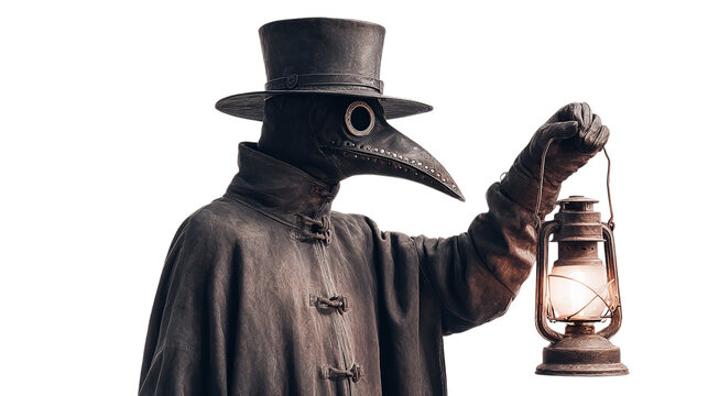 Plague Doctor with Lantern isolated on transparent background