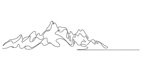 Dramatic mountain range outline graphic artistic sketch nature landscape majestic peaks snowy summit © Digital Illustration