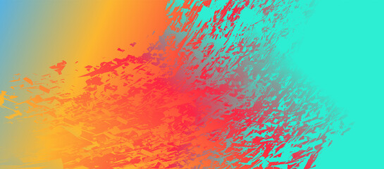 Dynamic blue, orange and yellow abstract brush strokes background.
