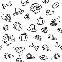 doodle food icons set