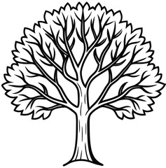 Obraz premium Vector tree silhouette with roots and leaves illustration