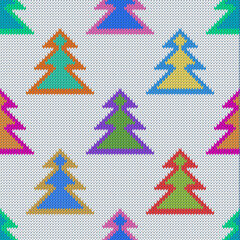 Knitted Fir Trees Seamless Pattern	