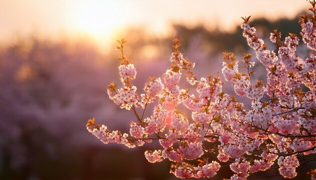 Pink Flowers Blossom Cherry Blossom Pink Blossom In Sunset Light