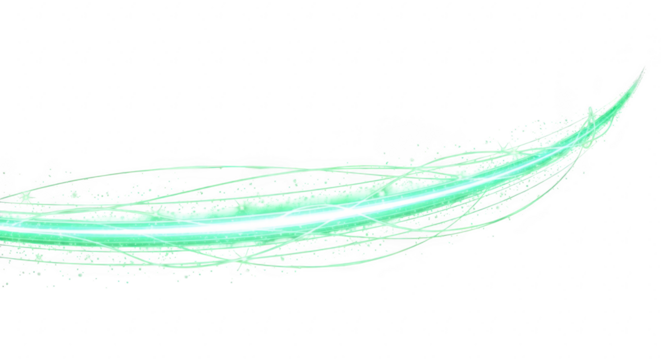 Abstract glowing teal light streaks swirling against a deep black background