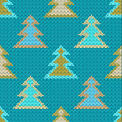 Knitted Fir Trees Seamless Pattern	