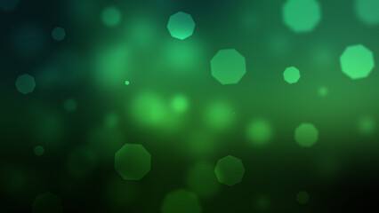 Green Octagon Bokeh Background with Soft Glow abstract