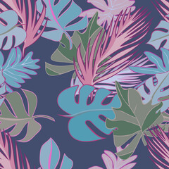 Jungle Leaves Seamless Pattern 