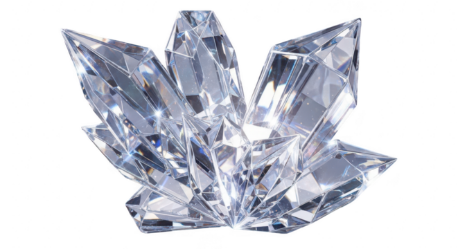 Sparkling crystal cluster isolated on transparent background