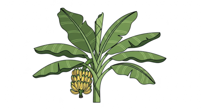 Banana tree isolated on transparent background illustration