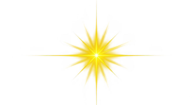 Radiant yellow starburst glow illuminating the darkness with sharp points of light