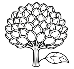 Vector tree with flowers in abstract nature design illustration