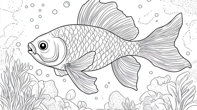 Fish coloring page design