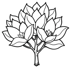 Obraz premium A simple vector silhouette illustration of a leafy tree, perfect for spring or summer nature designs