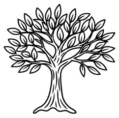 Obraz premium Black vector silhouette of a tree with intricate roots and branches, perfect for a nature illustration or design