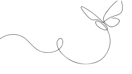 Single line drawing of a butterfly in flight representing freedom nature and grace