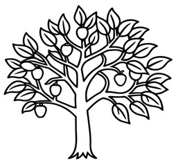 Obraz premium Tree vector silhouette with leaves and branches for a nature-inspired design