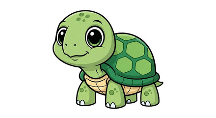 Cartoon turtle isolated on transparent background with a happy and friendly expression