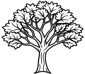 Obraz premium Vector tree illustration with leaves branches and nature elements