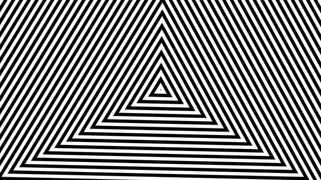A loop animation hypnotic triangle pattern background,black and white color with motion blur.