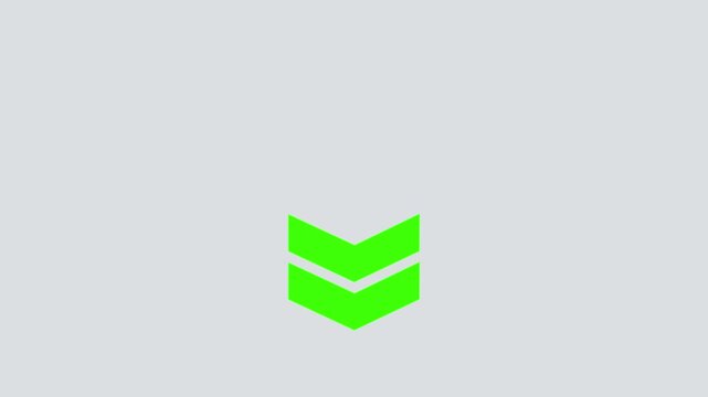 Light Green Chevron Arrow Pointing Downward on a Light Gray Background direction