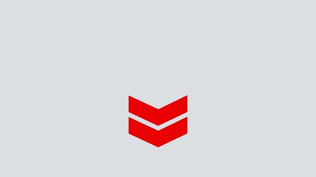 Pink Chevron Arrow Pointing Downward on a Light Gray Background direction
