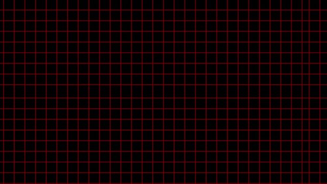 Red grid  moving  animation pattern on black background lines