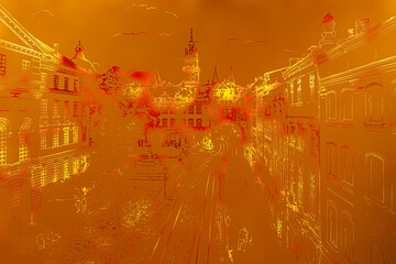 Lviv Rynok Square Autumn Vector Art