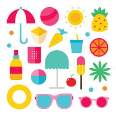 colorful summer vector design icon set 