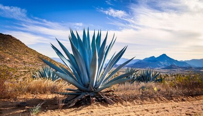 Blue Agave Plant In The Mexican Landscape