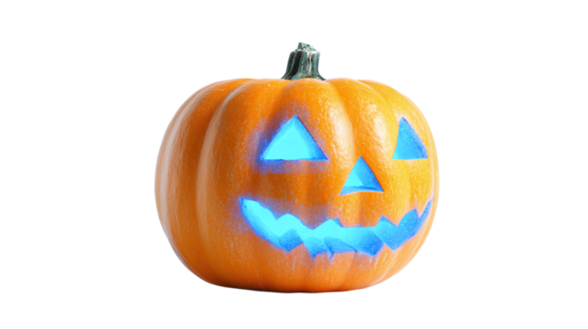 Illuminated Jack-o'-Lantern isolated on transparent background