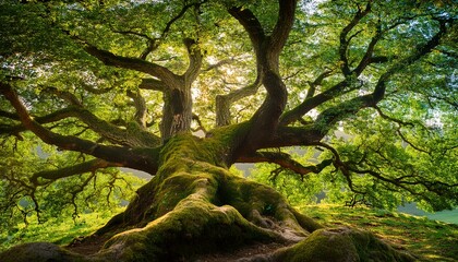 Mighty Tree With Green Leaves