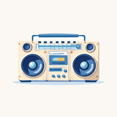 Fototapeta premium Vintage Boombox Illustration with Speakers and Buttons on Off-White Background
