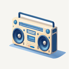 Obraz premium Iconic retro boombox with dual speakers, a classic symbol of 80s and 90s music culture and nostalgia, presented in a clean illustrative style