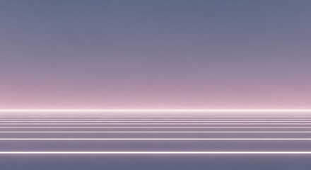 Photo of minimalist futuristic landscape with glowing horizontal lines
