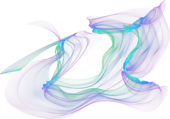 Purple Blue Green Swirling Light Trails Abstract graphic isolated on a transparent background