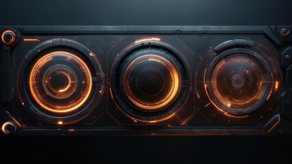 Modern futuristic glowing circles interface design element for technology and innovation projects, sleek aesthetic