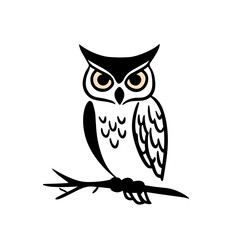 Great Horned Owl. Great Horned Owl simple black and white line art vector logo
