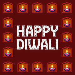 Happy Diwali - festival of lights colorful poster template design with decorative diya lamp. vector illustration. Indian festival of lights Happy Diwali, holiday Background, Diwali celebration	