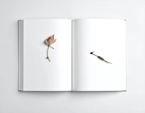 Open book with dried flowers