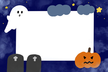 Halloween ghost pumpkin frame