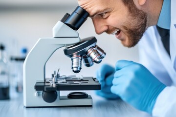 Scientific research action laboratory location close-up content type controlled environment microscope viewpoint discovery concept