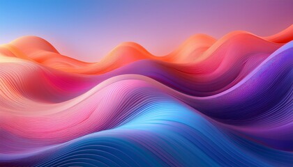 Obraz premium Abstract Waves Flowing With Bright Gradient Colors Creating A Sense Of Peace And Tranquility With Shades Of Pink Orange Purple And Blue
