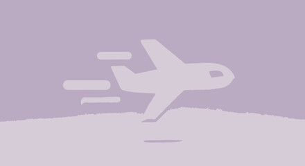 Naklejka premium Airplane icon on a purple background, symbolizing travel and transportation.