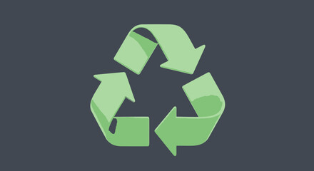 Obraz premium Recycle symbol in green on a dark gray background, arrows forming a triangle.