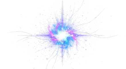 Vibrant electric plasma burst with streaks of light against a dark background