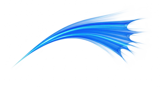 Abstract blue light streaks flowing gracefully against a dark background