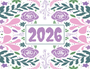 Floral 2026 Typography Illustration | Decorative Botanical Design