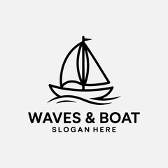 Creative wave and sailboat logo combination